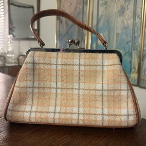 Vintage Y2K Glenda Gies Jackie Handbag in Peach Plaid